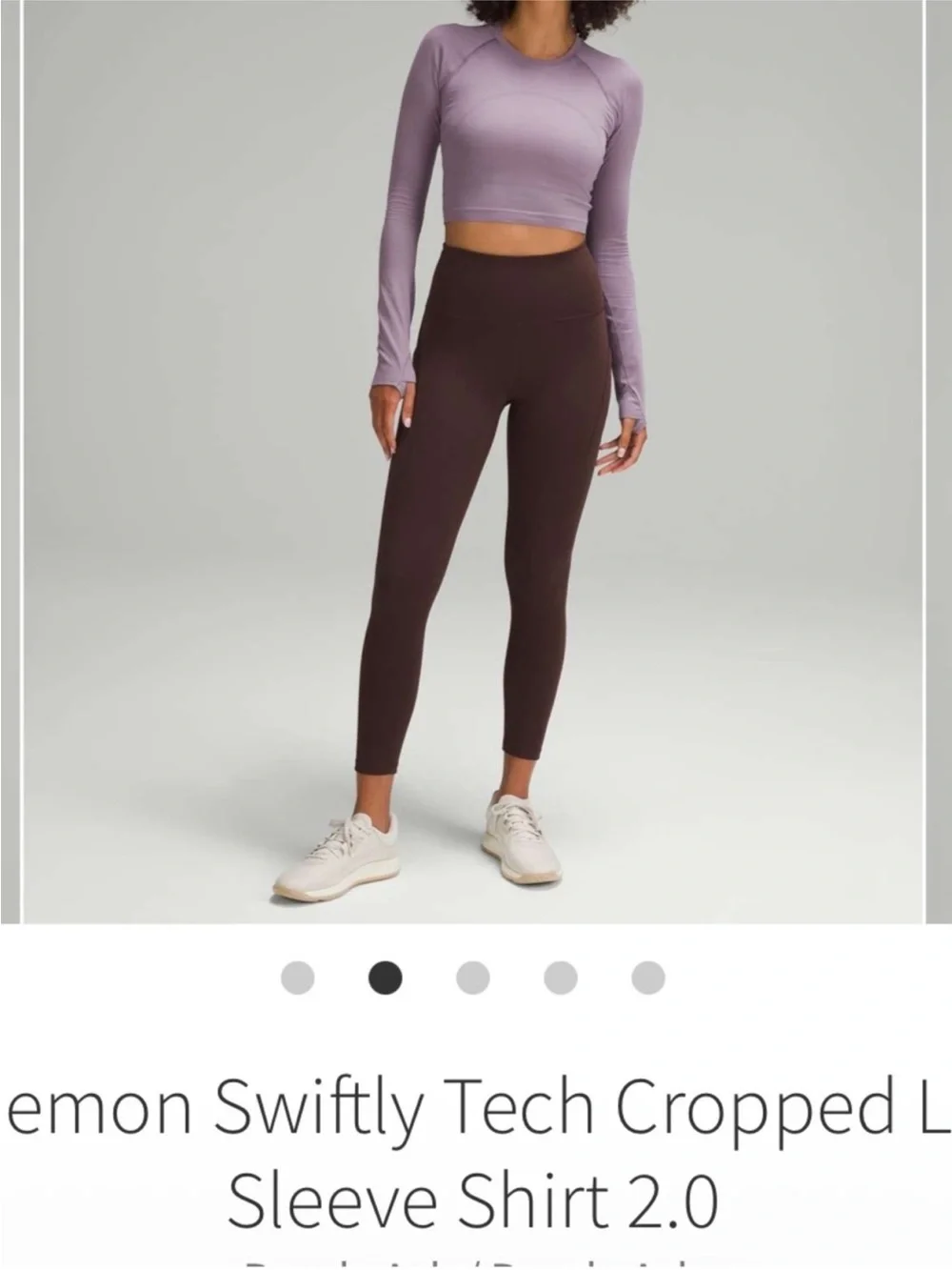 Lululemon Swiftly Tech Cropped Long Sleeve Shirt 2.0 Purple Ash Sz 4